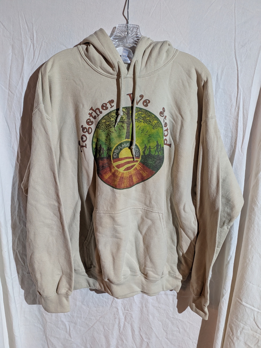 Gildan Beige Hoodie with Multicolor 'Together We Stand' Graphic